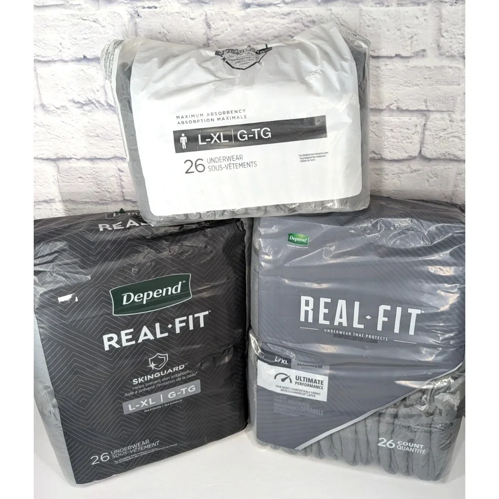 BULK 65-TOTAL🚨Depend Real Fit Incontinence Underwear Men L/XL Disposable Max